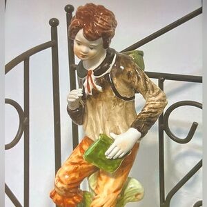 Vintage Bassano Italy hand painted Figurine School boy